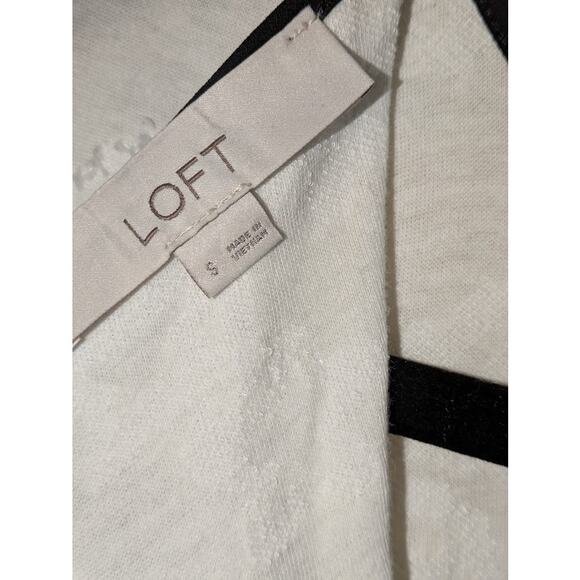 Ann Taylor LOFT Women's Size Small Clip Dot Bow Back Top Black White Textured - Picture 4 of 5